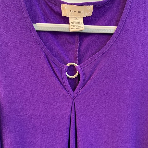 Diana Belle, Purple Sleeveless Blouse, Medium - Picture 6 of 10